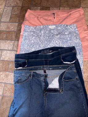Assorted Women’s Bottoms - Peach, Light Blue Paisley, Dark & Medium Denim